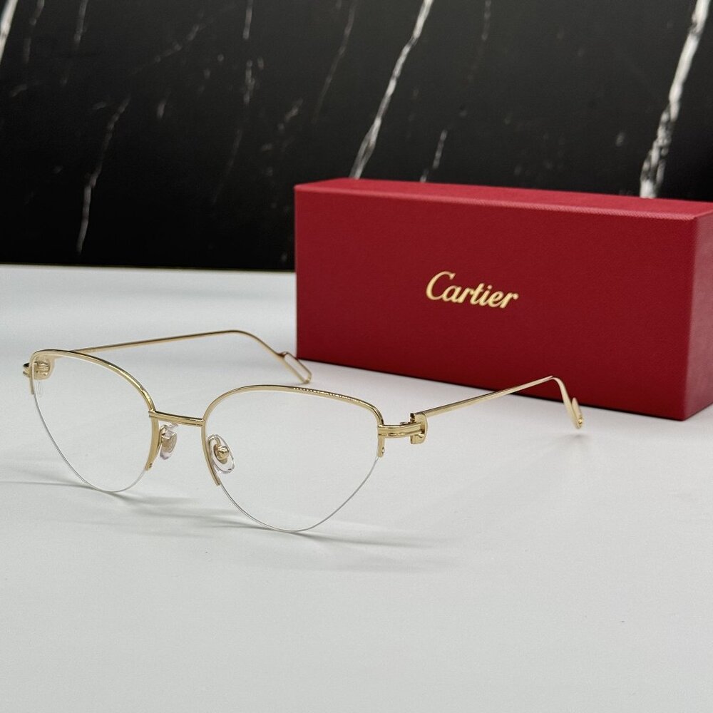 NEW CARTIER GOLD WOMEN EYEGLASSES CARTIER CT0157O 002
